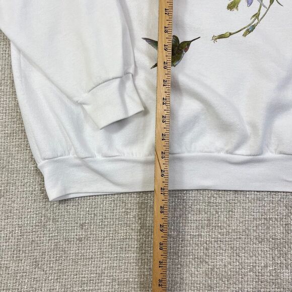 Vintage Hummingbird Sweatshirt 1/4 Zip Women's Size XXL 2XL White Purple Flower - Picture 7 of 8